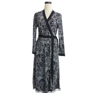Tahari L Black/White Wrap Dress